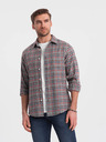 Ombre Clothing Cămașă bărbătească din flanel în carouri albastru și roșu Ombre Clothing