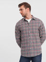 Ombre Clothing Cămașă bărbătească din flanel în carouri albastru și roșu Ombre Clothing