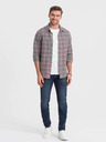 Ombre Clothing Cămașă bărbătească din flanel în carouri albastru și roșu Ombre Clothing