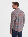 Ombre Clothing Cămașă bărbătească din flanel în carouri albastru și roșu Ombre Clothing