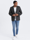 Ombre Clothing Blazer bărbătesc gri închis în carouri cu amestec de lână Ombre Clothing