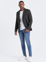 Ombre Clothing Blazer bărbătesc gri închis în carouri cu amestec de lână Ombre Clothing