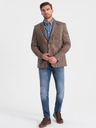 Ombre Clothing Blazer bărbătesc maro cu carouri fine Ombre Clothing