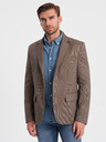 Ombre Clothing Blazer bărbătesc maro cu carouri fine Ombre Clothing