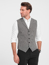 Ombre Clothing Vesta de bărbați gri jacquard cu rever Ombre Clothing