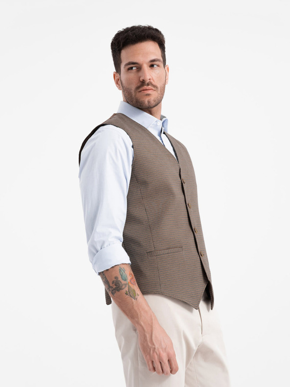 Ombre Clothing Vestă maro jacquard pentru bărbați Ombre Clothing