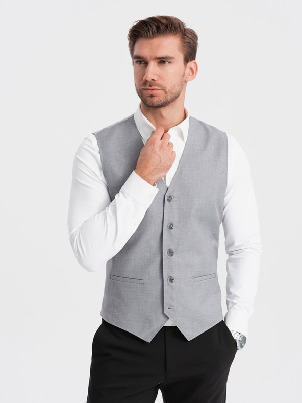 Ombre Clothing Vesta costum bărbătesc gri Ombre Clothing