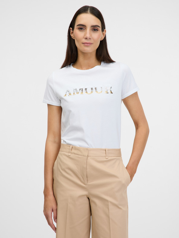 Orsay Tricou alb cu mânecă scurtă pentru femei ORSAY