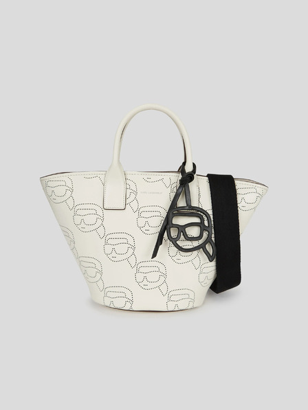 Karl Lagerfeld Tote perforat din piele Ikonik 2.0 crem pentru femei KARL LAGERFELD