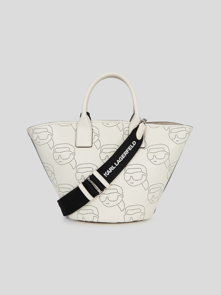 Karl Lagerfeld Tote perforat din piele Ikonik 2.0 crem pentru femei KARL LAGERFELD