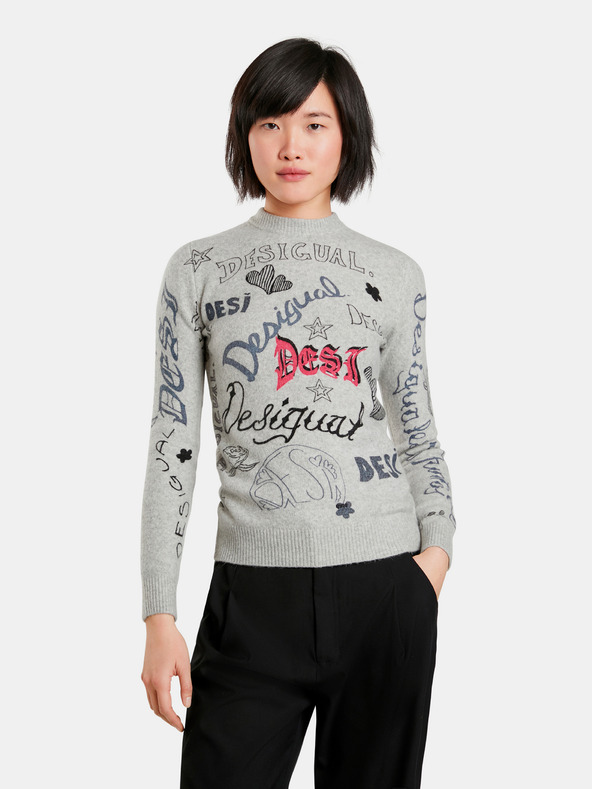 Desigual Pulover cu model Desigual Paloma Grey pentru femei
