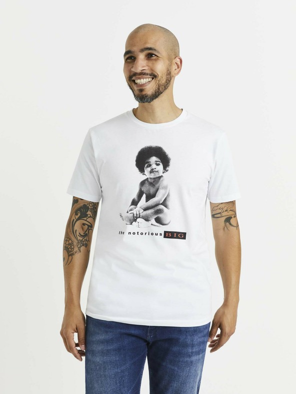 Celio Tricou imprimat alb pentru bărbați Celio Lvebig
