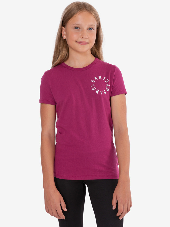 Sam 73 Tricou roz închis pentru fete cu imprimeu SAM 73