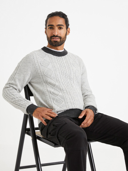 Celio Pulover cu model Celio pentru bărbați, gri deschis