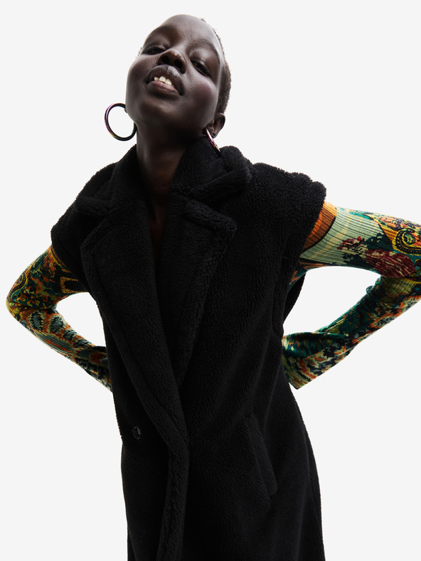 Desigual Vesta neagră din amestec de lână Desigual Cameron, damă