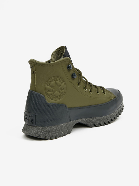 Converse Adidași izolați pentru gleznă din piele neagră și verde Converse Chuck Taylor All Star Lugged Winter 2.0