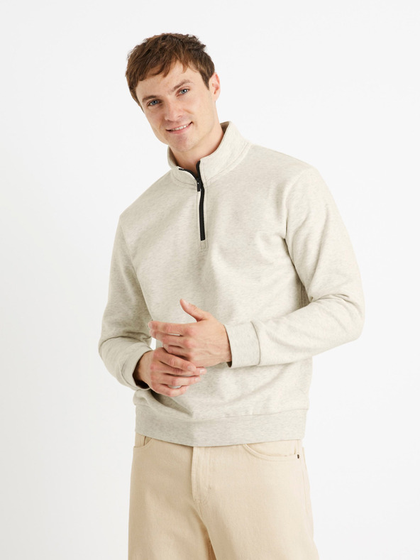 Celio Cechinzip Pulover Bej
