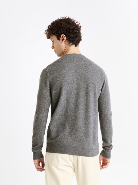 Celio Pulover bărbătesc gri din lână Merino Celio Cenormal