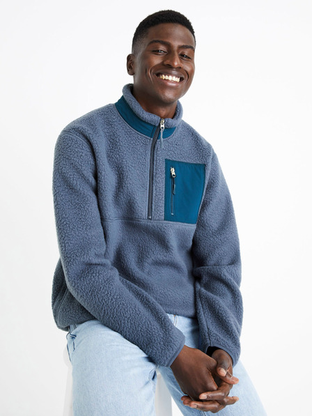 Celio Blu Sweatshirt fleece bărbați Celio Cesheep