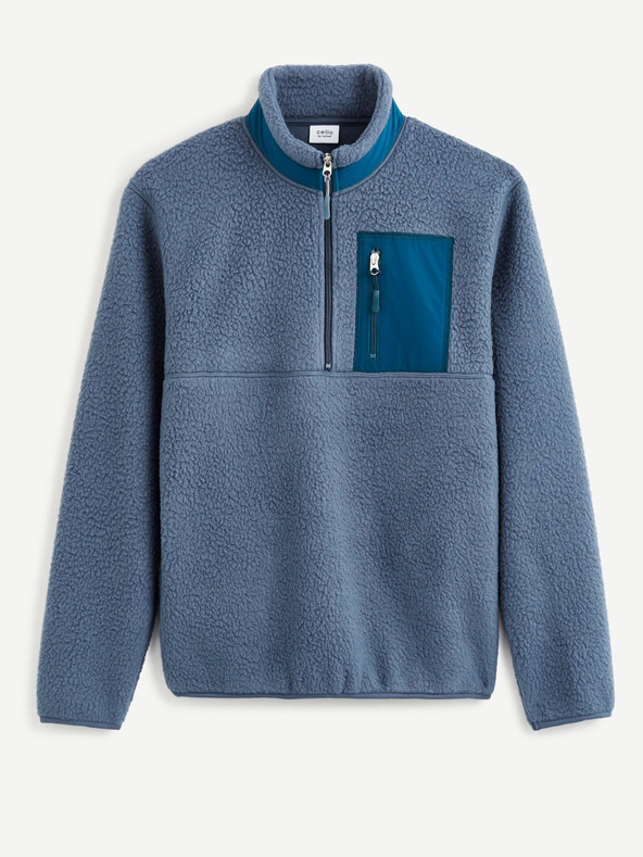 Celio Blu Sweatshirt fleece bărbați Celio Cesheep