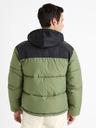 Celio Geacă de iarnă matlasată pentru bărbați, neagră și verde Celio Cutrek