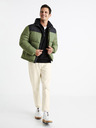 Celio Geacă de iarnă matlasată pentru bărbați, neagră și verde Celio Cutrek