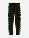 Celio Pantaloni de trening turcoaz și negru pentru bărbați Celio Demon Slayer