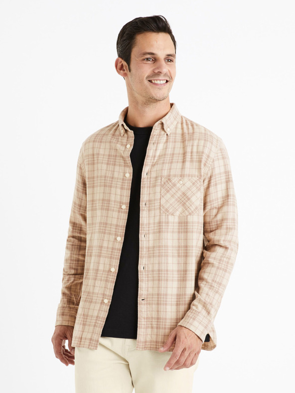 Celio Cămașă de flanel în carouri bej Celio Canewto