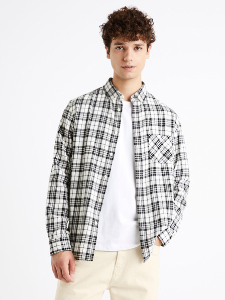 Celio Cămașă neagră de flanel în carouri Celio Canewto