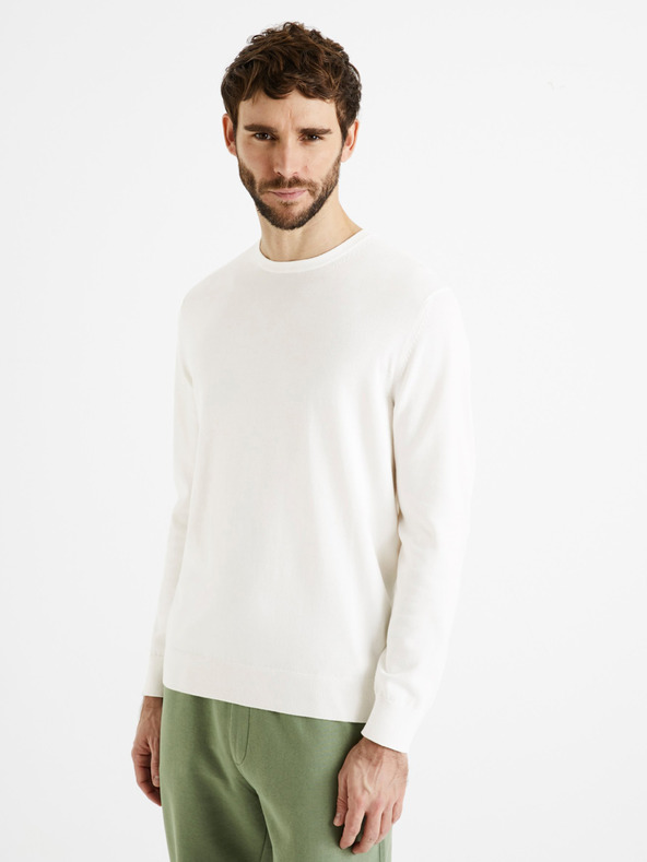 Celio Decoton Pulover Alb