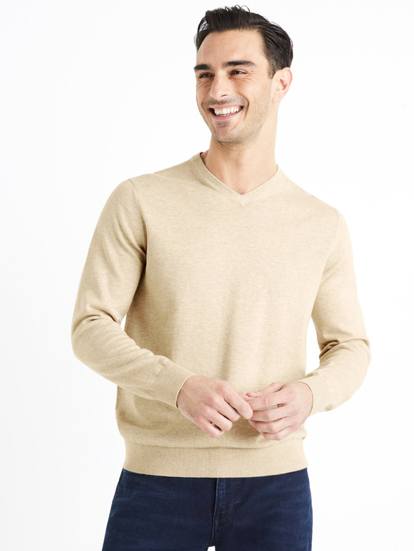 Celio Pulover basic bărbați bej Celio Decotonv