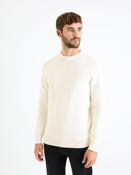 Celio Pulover basic crem pentru bărbați Celio Beclo