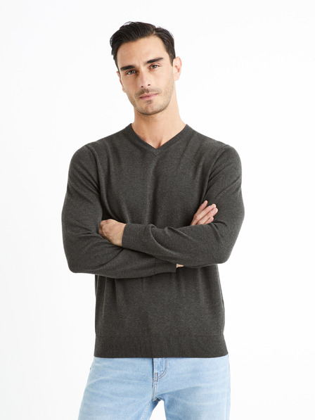 Celio Pulover basic gri închis pentru bărbați Celio Decotonv