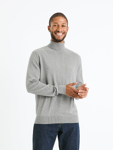 Celio Pulover basic cu guler înalt pentru bărbați, gri Celio Feroll