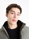 Celio Jachetă matlasată de iarnă gri pentru bărbați cu blană artificială Celio Fumilan2
