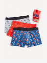 Celio Set de trei boxeri pentru bărbați în culorile gri, albastru și roșu Celio