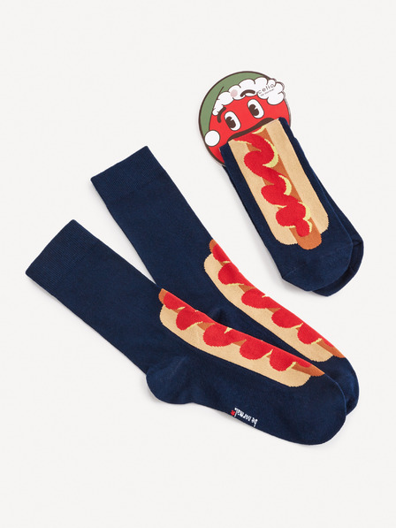 Celio Șosete Celio Hot Dog albastru închis cu model pentru bărbați