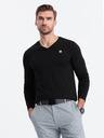 Ombre Clothing Tricou negru cu gât în V pentru bărbați Ombre Clothing