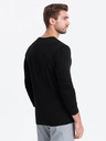 Ombre Clothing Tricou negru cu gât în V pentru bărbați Ombre Clothing