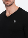 Ombre Clothing Tricou negru cu gât în V pentru bărbați Ombre Clothing