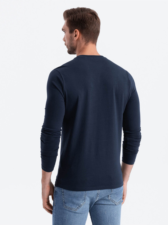 Ombre Clothing Albastru închis bărbați v-neck T-shirt Ombre Clothing