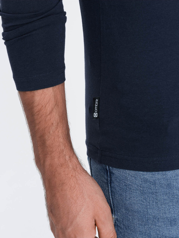 Ombre Clothing Albastru închis bărbați v-neck T-shirt Ombre Clothing