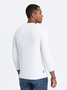 Ombre Clothing Tricou alb cu decolteu în V pentru bărbați Ombre Clothing