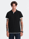 Ombre Clothing Tricou polo negru pentru bărbați Ombre Clothing