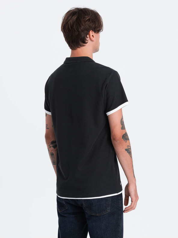 Ombre Clothing Tricou polo negru pentru bărbați Ombre Clothing