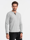 Ombre Clothing Tricou bărbătesc gri cu nasturi în jos Ombre Clothing HENLEY