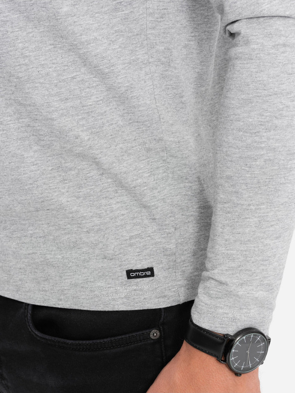 Ombre Clothing Tricou bărbătesc gri cu nasturi în jos Ombre Clothing HENLEY