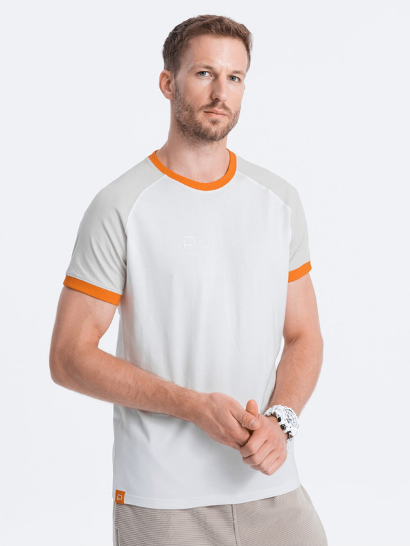 Ombre Clothing Tricou Ombre Clothing Reglan gri și alb pentru bărbați