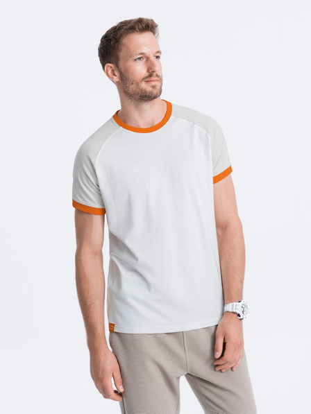 Ombre Clothing Tricou Ombre Clothing Reglan gri și alb pentru bărbați