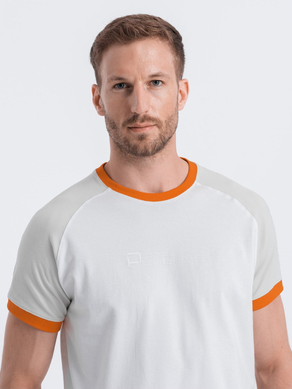 Ombre Clothing Tricou Ombre Clothing Reglan gri și alb pentru bărbați